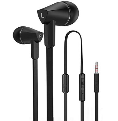 USTEK SE570 In-Ear Earphones Stereo Earbuds HiFi Clear Bass Earphone Noodle Cable Headphone with Microphone Black