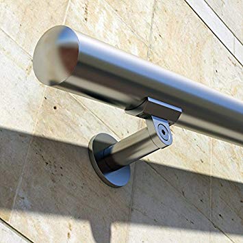 B52 Anodized Handrail Aluminum Stairs Kit Stainless Steel Look 12 Ft and 1.97"diameter
