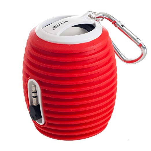 Sunbeam Rechargeable Portable Speaker with Cable - Retail Packaging - Red