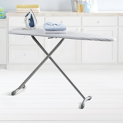 Real Simple Ironing Board with Bonus Folding Board made of Sturdy steel, 15" W x 54" L, Gray