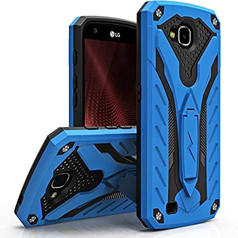 Zizo STATIC Series compatible with LG X Venture Case Military Grade Drop Tested with Built In Kickstand LG X Calibur LV9 Case BLUE BLACK