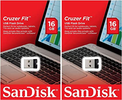 SanDisk Cruzer Fit 16GB (2 pack) SDCZ33-016G USB 2.0 Flash Drive Jump Drive Pen Drive SDCZ33-016G - 16GB x 2 = 32GB