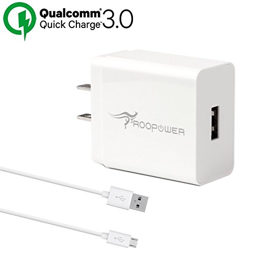 Quick Charge 3.0 Wall Charger, Roopower 18W USB Charger (Quick Charge 2.0 Compatible) Quick Charger for Galaxy S7/S6/Edge/Plus, Note 4/5, Nexus 6, iPhone, LG G5 V10,HTC and More(White)