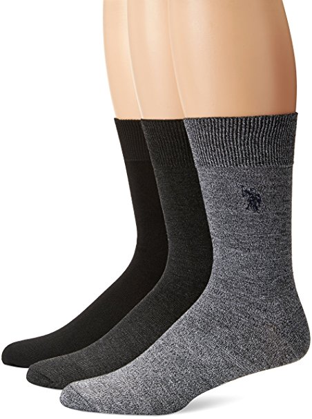 U.S. Polo Assn. Men's 3 Pack Flat Knit Crew Sock