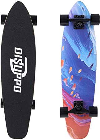 DISUPPO Cruiser Skateboard Complet Planche à roulettes, 7 Couches A-Level Maple Double Kick Concave Standard et Tricks Skateboards pour Adolescents