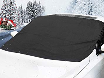 MATCC Car Windscreen Frost Cover Magnetic Snow Cover Windshield Ice Cover for Winter Dust Sun Shade Protector with Lengthened Side Panels in All Weather