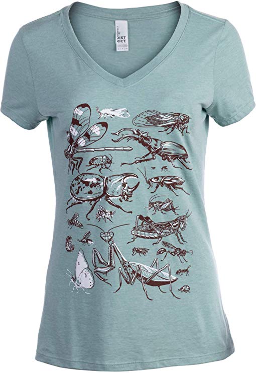 Bug Party | Cool Insect Art Beetle Bees Science Teacher Biology Women V-Neck Shirt Top