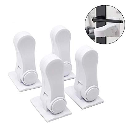 OuTera Door Lever Lock, Baby Safety Door Handle for Toddlers,Child Proof Door Lever Lock with Stronger 3M Adhesive,Easy to Install,No Tools Key or Drilling Needed(4 Pack,White)