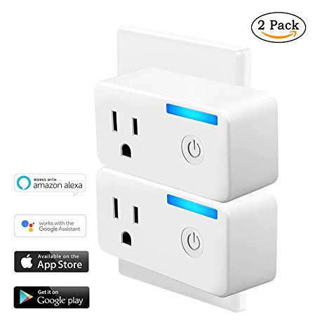 Smart Plug, Energy Monitoring Works with Alexa Google Home IFTTT Smart Plug Mini Wifi Socket with Timer App Remote Control (110V 16A) No Hub Required Easy Connect TP-Link WeMo Netgear Router 2 Pack