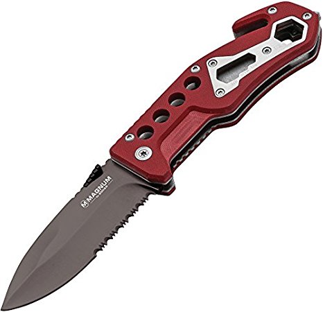 Boker Magnum 01SC172 Firefighter Knife with 3 1/2 in. 440C Stainless Steel Blade, Red