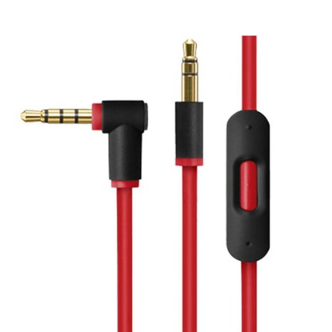 New 2.0 Version Replacement Beats Audio Cable with Inline Remote / Microphone for Beats by Dr. Dre Headphone SoloHD / Studio / Pro / Detox / Wireless / Special for Studio 2.0 Solo Mixr - Compatible to Apple iPhone 3GS / 4 / 4S / 5 / 5S / 6 / 6 plus