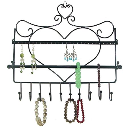 Wall Mount Heart Shape Jewelry Organizer Hanging Earring Holder Necklace Jewellry Display by ARAD™