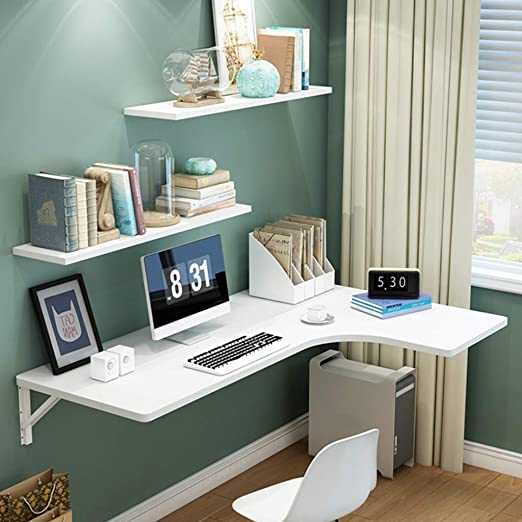 Corner Folding Computer Table, Drop-Leaf Wall-Mounted Dining Table Computer Table Desk Wall Table Study Table Double Support Side Table