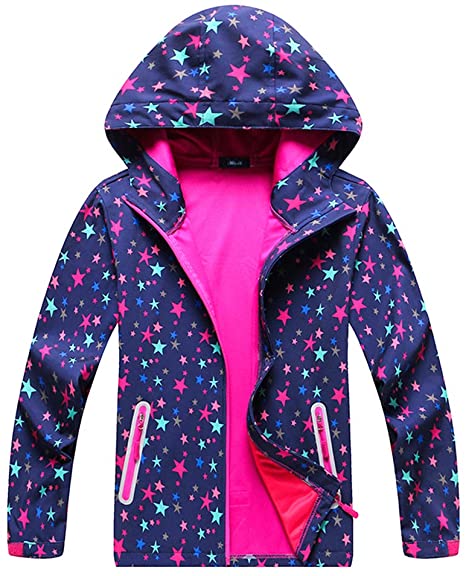 Welity Boys & Girls Rain Jackets Lightweight Waterproof Hooded Raincoats Windbreaker Coats