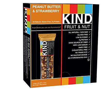 KIND Bars, Peanut Butter & Strawberry, Gluten Free, 1.4 Ounce Bars, 12 Count