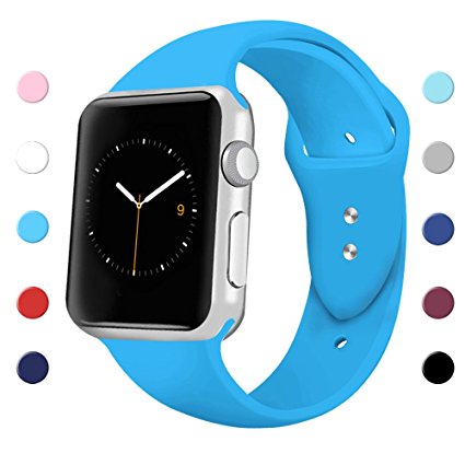 Sport Band for Apple Watch 42mm 38mm, Soft Silicone Sport Strap Replacement Bands for iWatch Apple Watch Series 3, Series 2, Series 1 S/M M/L