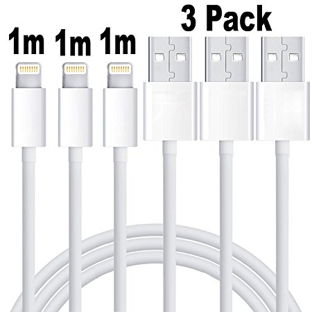 [3-Pack] iPhone Cable 1M Emmabin Lightning Cable - LIFETIME WARRANTY - USB iPhone Lightning Cord for iPhone 6S Plus 6 Plus 7 Plus 5 5S 5C SE, iPad Pro Air, iPad Mini 2 3 4, iPod - iOS10