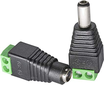 Male and Female Barrel Connector Plug 5.5mm x 2.1mm for CCTV Cameras / Single Color LED Strips Pack of 5 pairs