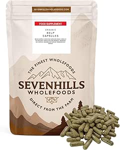 Sevenhills Wholefoods Organic Kelp Seaweed Capsules, Natural Source of Iodine, Vegan, UK Hand-Harvested,120 Capsules