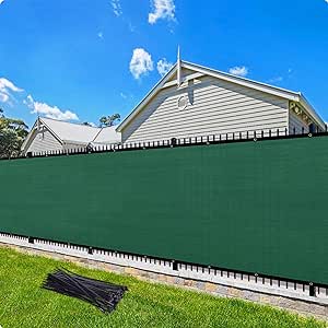 Artpuch Fence Privacy Screen 3'x16' Dark Green Heavy Duty 170GSM Privacy Fence Cover with Grommets and Zips for Outdoor Chain Link Fence Garden, Balcony