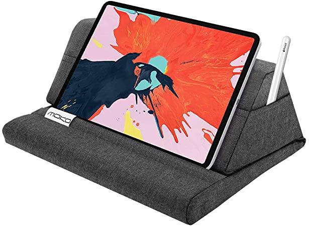 MoKo Tablet Pillow Stand, Soft Bed Pillow Holder Xmas Gift for up to 11" Pad, Fits iPad 10.2"(9th Gen), New iPad Mini 6 8.3" Air 4/3, iPad Pro 11/10.5/9.7, Mini 5 4, Galaxy Tab S6/S7 11", Space Gray