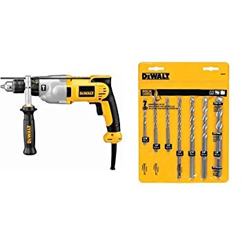 DEWALT DWD520K 1/2-Inch VSR Pistol Grip Hammerdrill Kit with DEWALT DW5207 7-Piece Premium Percussion Masonry Drill Bit Set