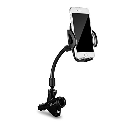 Fullele Car Phone Mount, 3-in-1 Universal 360 Rotation Car Mount Charger for Most Models Smartphone