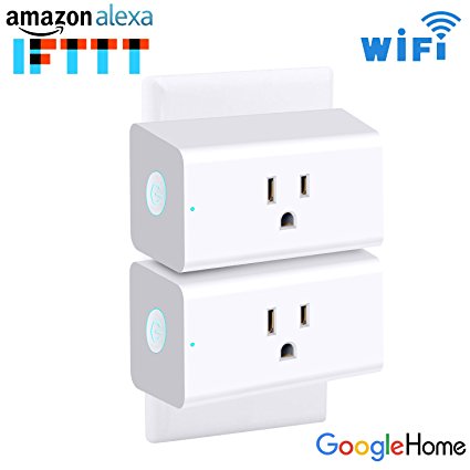 2 Pack 16 Amp WIFI Mini Smart Plug, Wi-Fi Smart Socket,Smart Outlet Compatible with Amazon Alexa Google Home IFTTT No Hub Required Timing Function WiFi plug Control Your Electric Devices from Anywhere