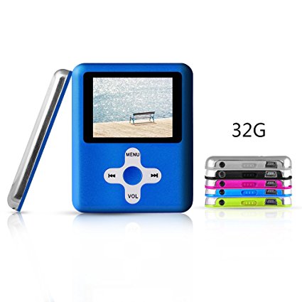 ACEE DEAL MP4/MP3 Player with the cross button MINI USB Port Slim Classic Digital LCD MP3 Player MP4 Player, MP3 Music Player, E-book / Photo viewing / Video Playing / Movie (32GB,Blue)