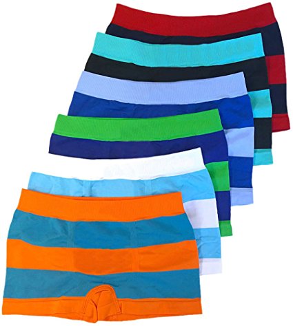 ToBeInStyle Boy's Pack of 6 Seamless Boxer Briefs Thick Stripes