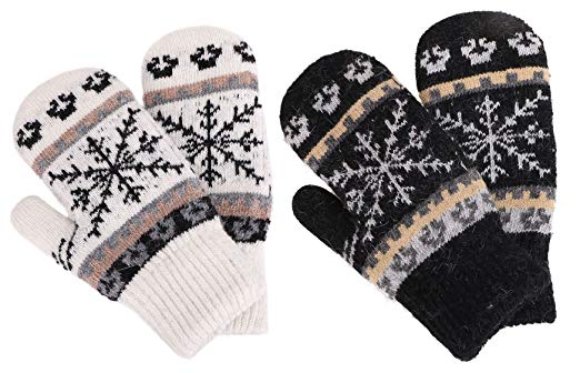 Arctic Paw Women's Snowflake Winter Knit Mittens - Set of 2 Paris