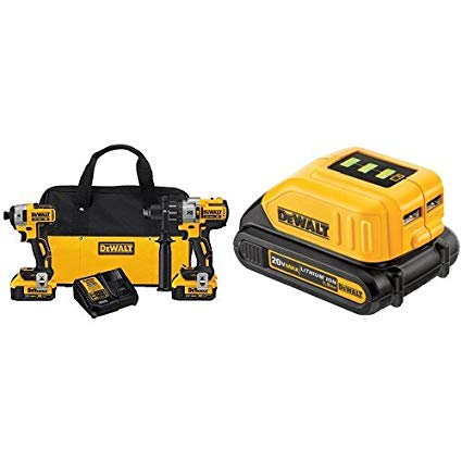 DEWALT DCK299M2 20V MAX XR Lithium Ion Brushless Premium Hammerdrill & Impact Driver Combo Kit, 4.0 Ah with USB Power Source