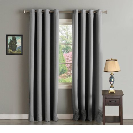 H.Versailtex Premium Blackout Thermal Insulated Innovated Microfiber Home Fashion Window Curtains For Bedroom,Antique Grommet ,52"W x 63"L - Dove Gray - Set of 2 Panels