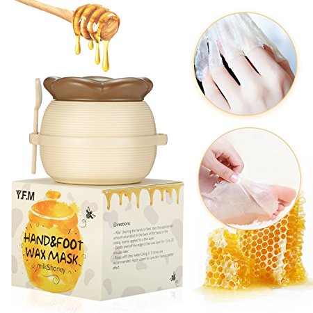 Y.F.M - Milk & Honey Hand Wax Mask Moisturizing Hydrating Nourish Whitening Skin Care Peel Off Hand & Foot Mask - Hand Care For Woman/Man 6 fl.oz