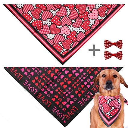 GeiGei Pet Dog Bandanas Washable Triangle Cute Scarf Bow Ties for Dogs and Cats