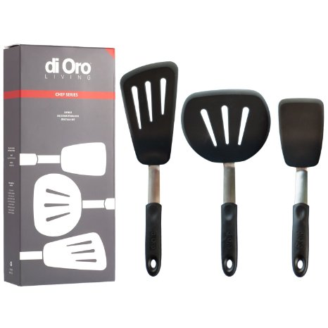 Chef Series Flexible Turner Spatulas - 3-Piece Set 600F315C Heat-Resistant Non-stick Silicone Rubber Spatula with Stainless Steel S-Core Technology - Lifetime Guarantee