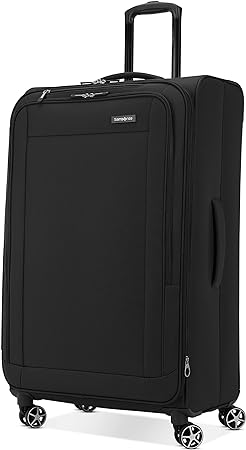 Samsonite Saire LTE Softside Expandable Luggage Wheels, Black, Large Spinner