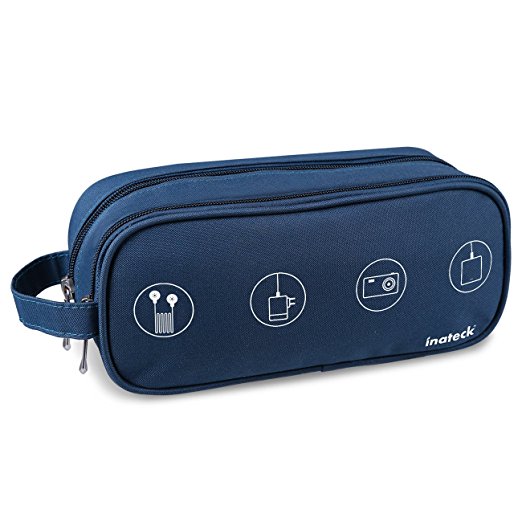 Inateck Portable Digital Storage Bag/ Electronics Accessories Travel Organiser / Carry Case for Cables, Memory Cards, Hard Drive, Adapter and More - Blue