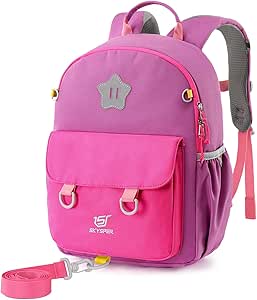 SKYSPER Kids Small Backpack Toddler Travel Backpack with Safety Anti-lost Leash Preschool Daypack for Boys Girls