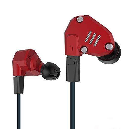 KZ ZS6 Quad Driver High Fidelity Extra Bass Hifi In Ear Earphone Detachable Cable (Red Without Mic)