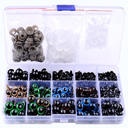 264 Pcs 6~12mm Colorful Safety Eyes Plastic Safety Eyes Plastic Eyes with Washers for Doll, Puppet, Plush Animal
