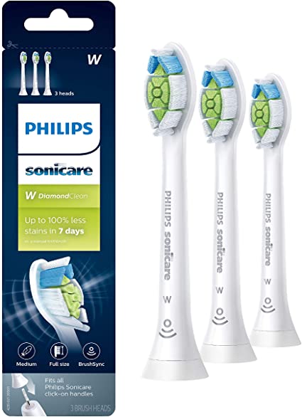 Philips Sonicare DiamondClean Replacement Toothbrush Heads, HX6063/65, BrushSync Technology, White 3-pk