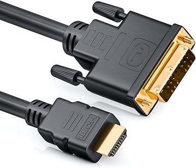 deleyCON 1.5m (4.92 ft.) HDMI to DVI Cable DVI-D DVI-I High Speed 3D Ready Adapter Cable 1080p Full HD HDTV 3D Projector Laptop Monitor TV PS 4 One 360 - Black