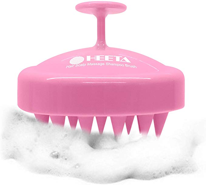 Hair Scalp Massager, Heeta Shampoo Brush for Wet and Dry Hair, Scalp Massage Brush with Soft Silicone Head Massager for Women, Men, Pet (Rose Pink)