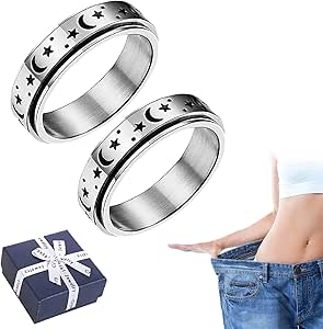 KCRPM VARIA'Moon SpinTologie Ring, VARIA'Moon Ring, Vikanda Ring, Vikanda Thermogenic Moissanite Spinner Ring, Lymphatic Drainage Magnetic Fidget Rings, Moon and Star Ring for Women Men