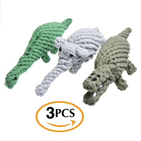 Dog Rope Toys Set, Puppy Pet Play Chew and Training Toys, Animal Design Cotton Rope Dog Toys
