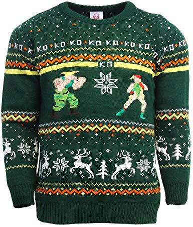 Official Street Fighter Guile vs Cammy Christmas Jumper/Ugly Sweater UK L/US M