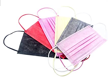Vanecia Disposable 3-PLY Protective Elastic Earloop Face Masks with 6 Colors Black, Red, Gray, Yellow, Pink, Light Pink All in One Box US Stock(30 pcs)