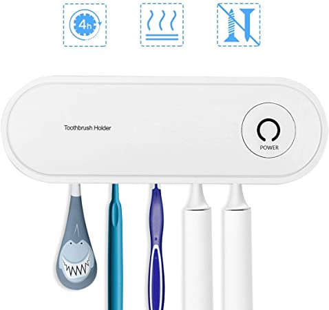 MECO Toothbrush Holder, 5 Electric Toothbrush Holders for Bathroom Wall Mounted Toothbrush Organizer with Sticker for Family Kids, White