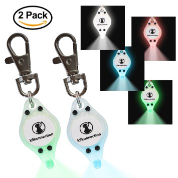 Flashing Bright LED Safety Lights for Dogs & Cats with On/Off Switch (2-Pack) by K9konnection | Attachable to Leash or Collar with Clip On Hook | Superior Visibility for Night Walks